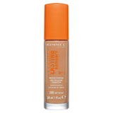 Rimmel Lasting Radiance foundation bottle with orange cap on a white background