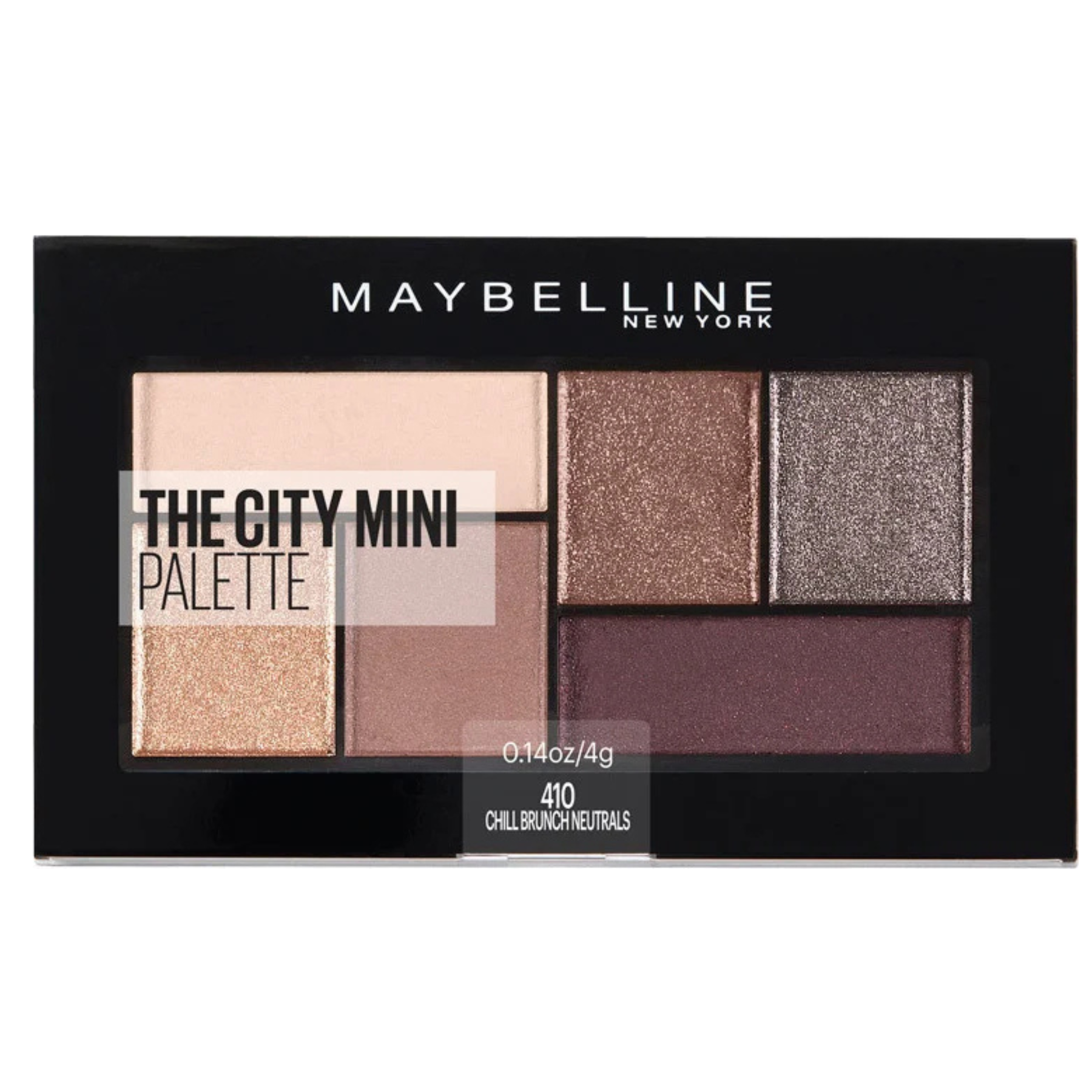 Maybelline The City Mini Palette packaging with neutral shades on a white background Maybelline The City Mini Eyeshadow Palette - 410 Chill Brunch Neutrals