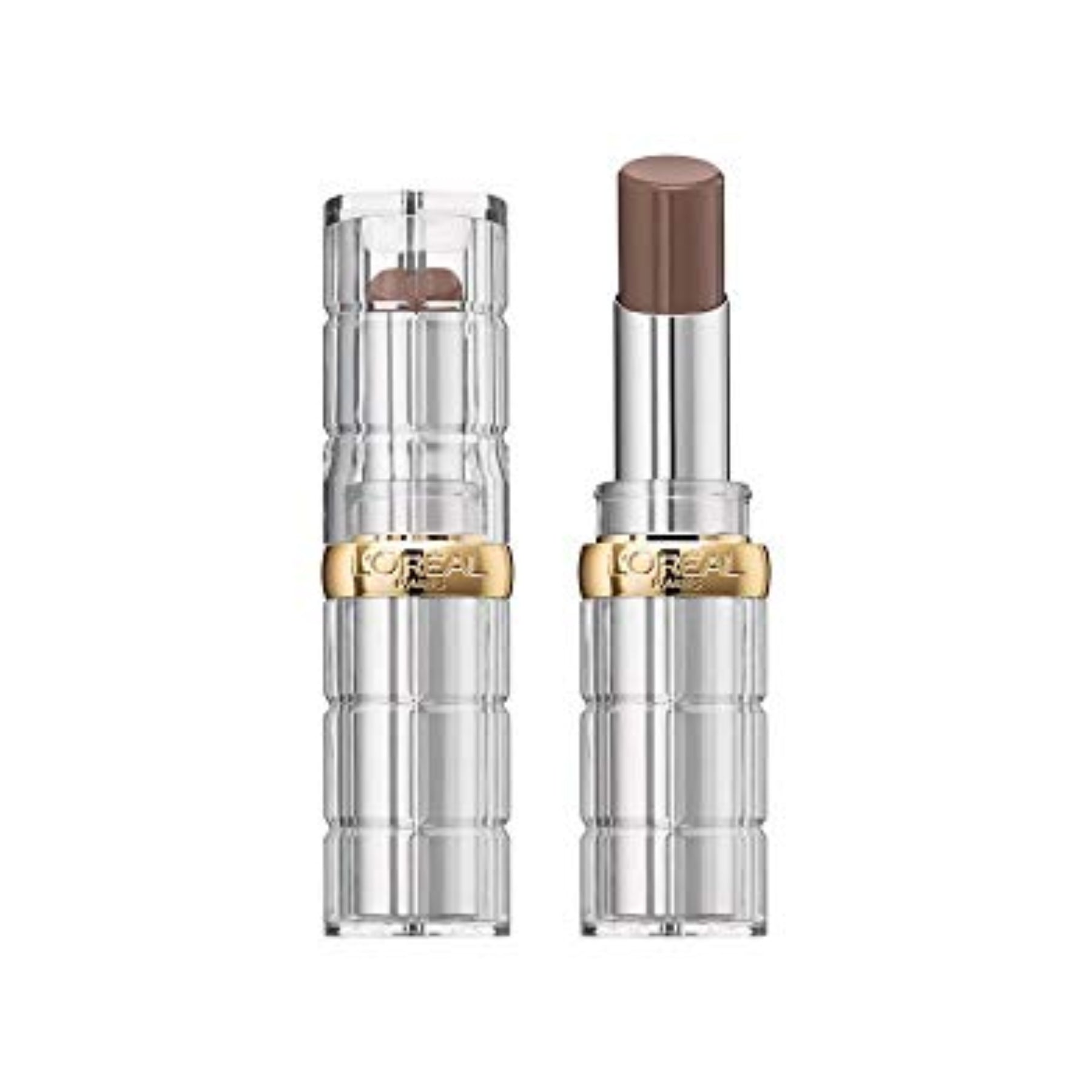 L'Oreal lipstick with clear casing on a white background