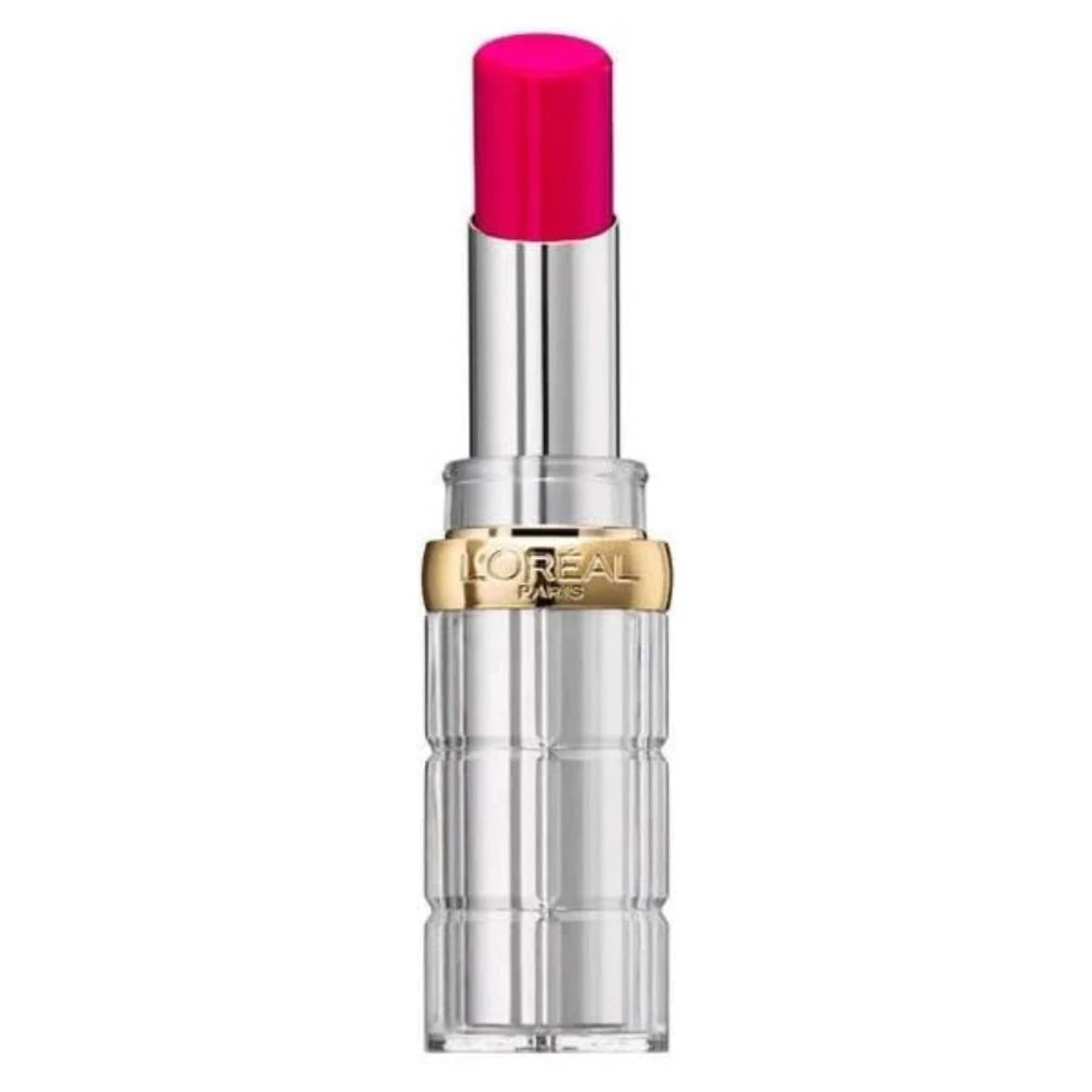L'Oreal Paris lipstick with pink cap on a white background