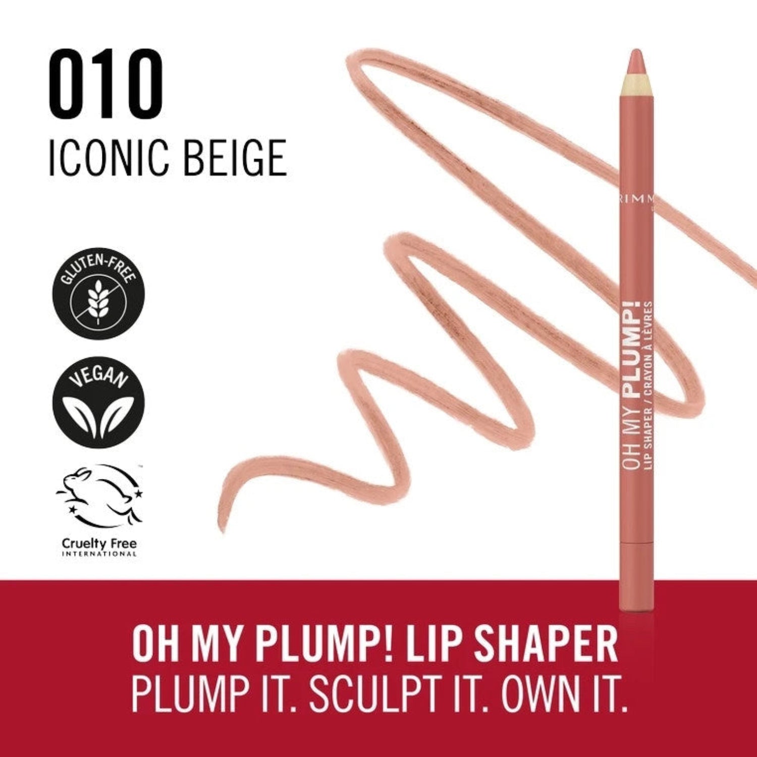 Image #3 Rimmel Oh My Plump! Lip Shaper Crayon - 010 Iconic Beige