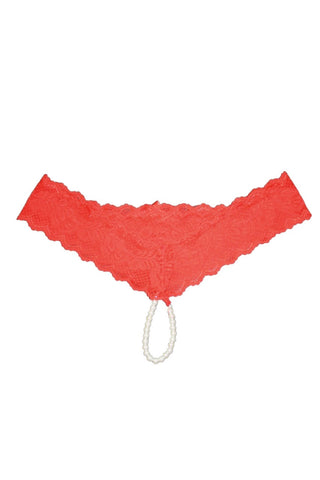 Lace And Open Crotch Pearl String Cheeky 