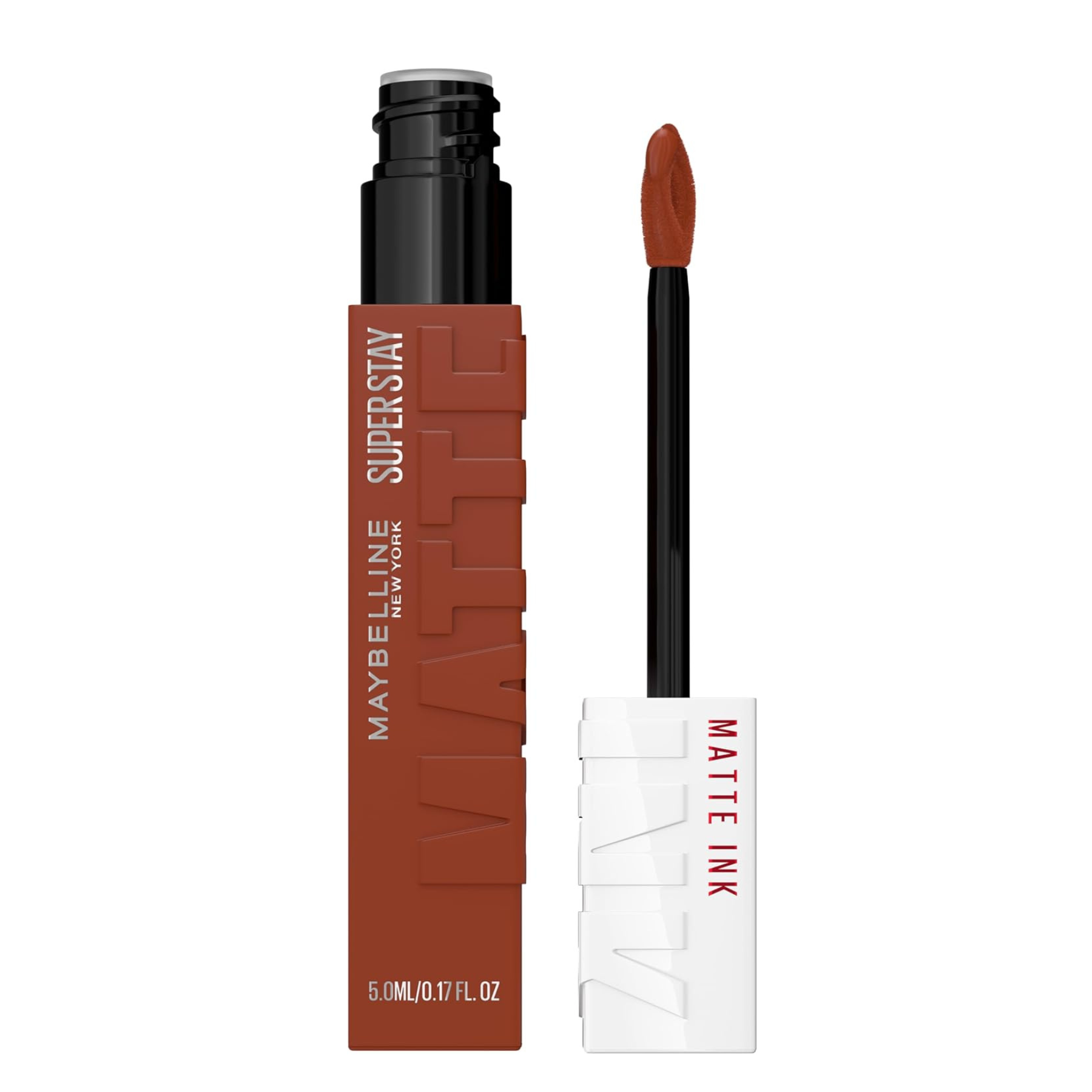 Maybelline SuperStay Matte Ink lip crayon with applicator on a white background 75 Fighter