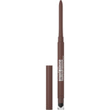 Brown eyeliner pencil with cap on a white background