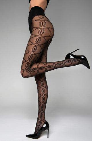 Black Secret BS140 Crotchless Tights With Lurex