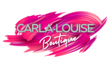 Logo of Carla Louise Boutique with pink and purple abstract design on a white background