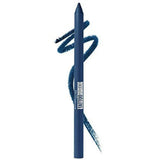 Blue eyeliner pencil with smudged lines on a white background
