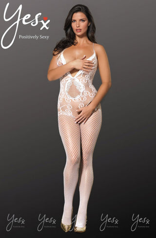 YesX YX813 White Floral Bodystocking