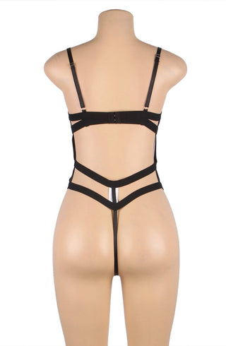 YesX YX844 Strappy Cage Bodysuit Black