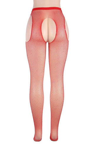 YesX YX852 Sparkly Fishnet Red Tights