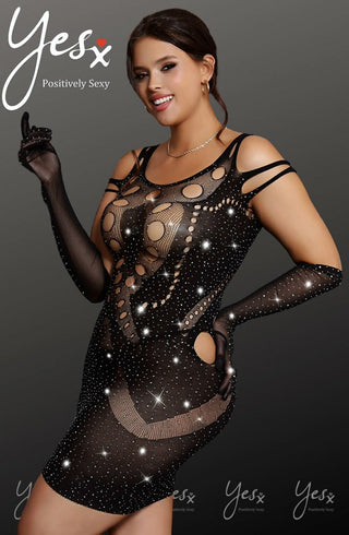 YesX YX853Q Sparkly Black Dress (Plus Size)