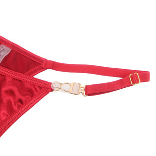 YesX YX872 Hollow Cut Red Velvet Halter Bra Set