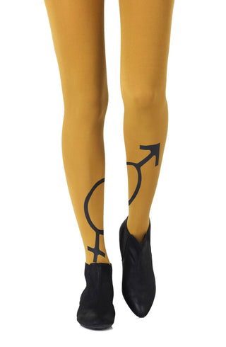 Zohara "Mars + Venus" Black Print Tights