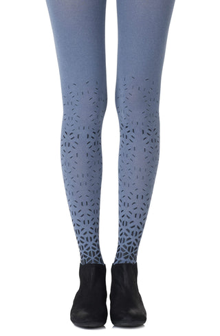 Zohara "Shape Up" Heather Blue Print Tights