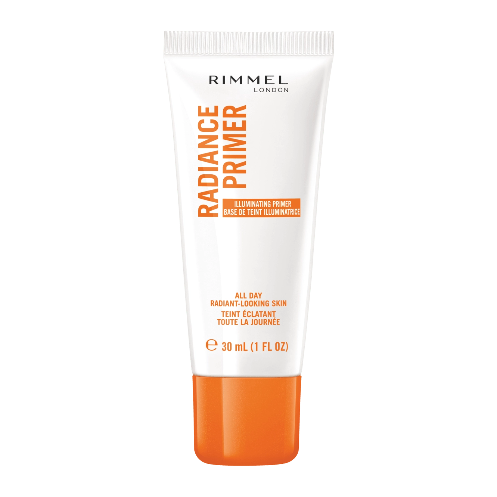 Rimmel Radiance Primer tube on a white background