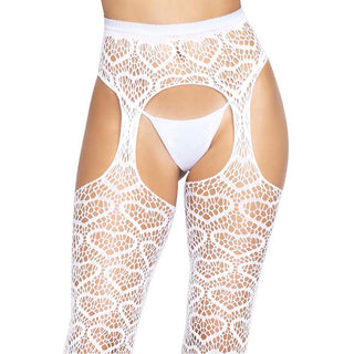 Leg Avenue Heart Net Suspender Tights White