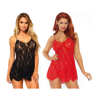 Leg Avenue Rose Lace Flair Chemise in Red or Black