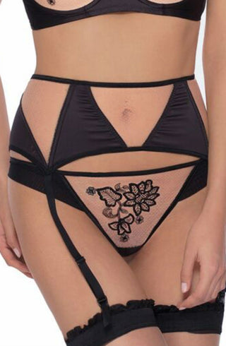 Roza Mehendi Suspender Belt Black