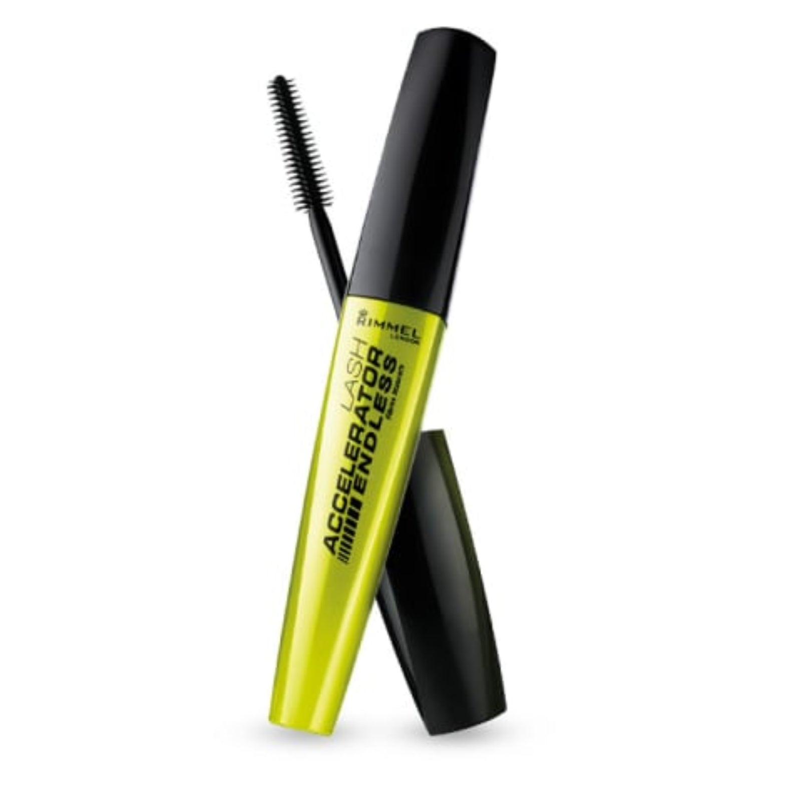 Mascara with black and yellow packaging on a white background